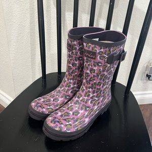 Pink Leopard Print Rain Boots